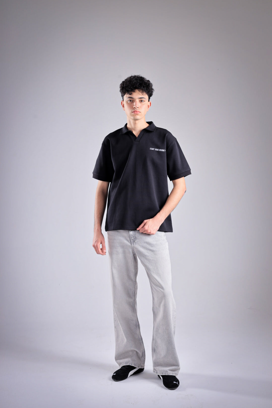 Raha Interlock Polo Shirt - Black