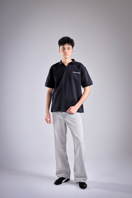 Raha Interlock Polo Shirt - Black