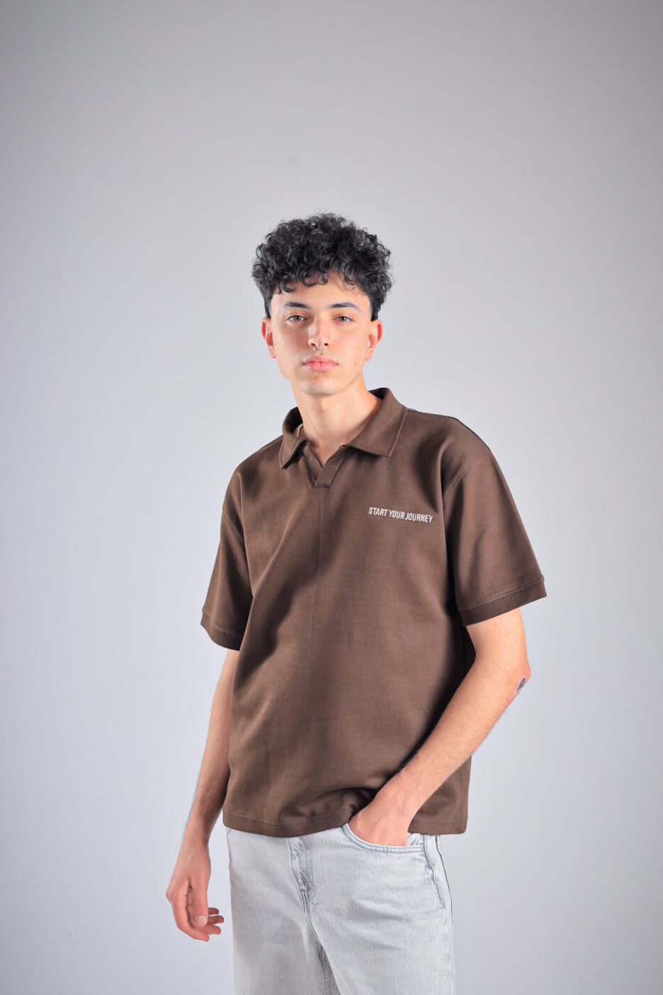 Raha Interlock Polo Shirt - Brown