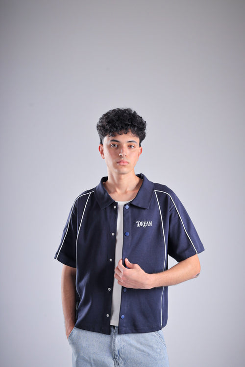 Raha Interlock Button Shirt - Navy