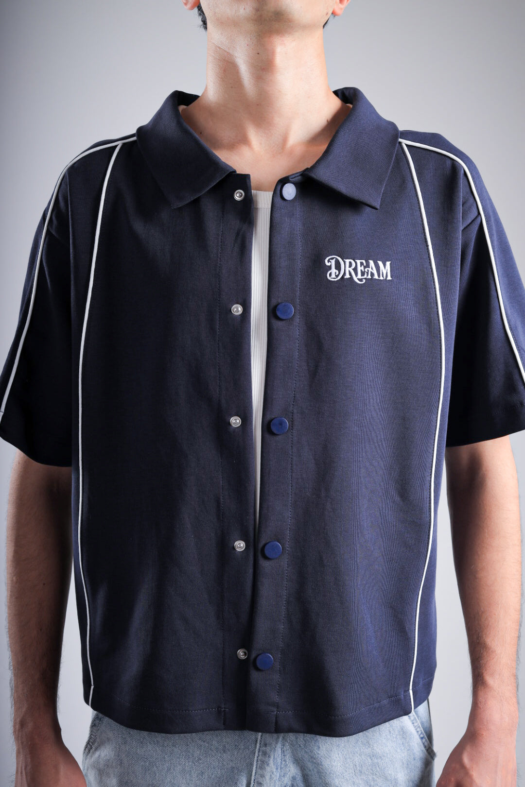 Raha Interlock Button Shirt - Navy