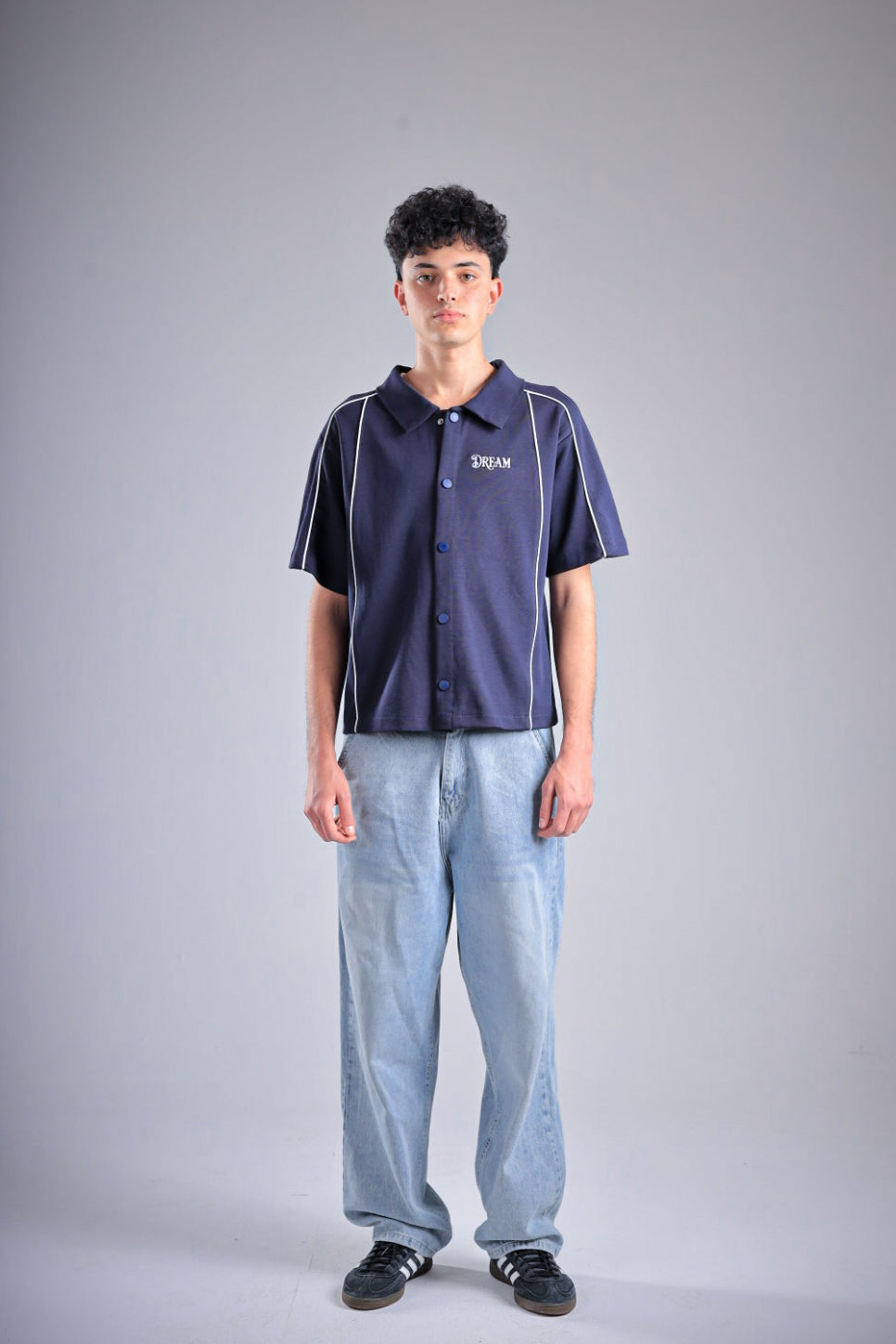 Raha Interlock Button Shirt - Navy