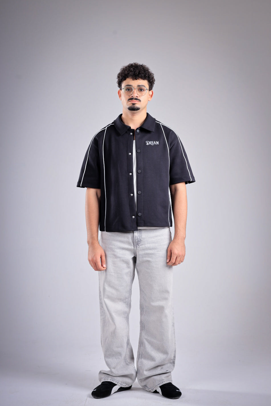Raha Interlock Button Shirt - Black