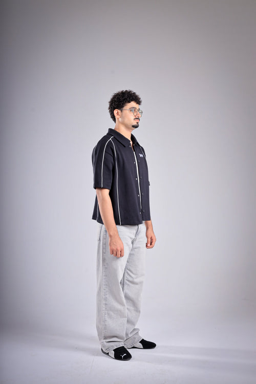 Raha Interlock Button Shirt - Black