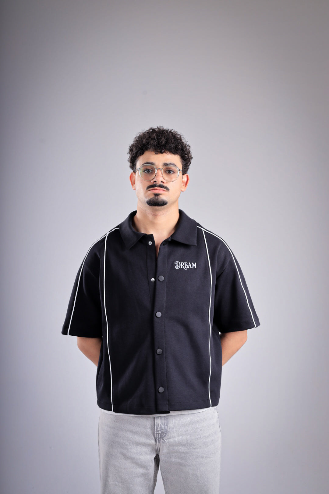 Raha Interlock Button Shirt - Black