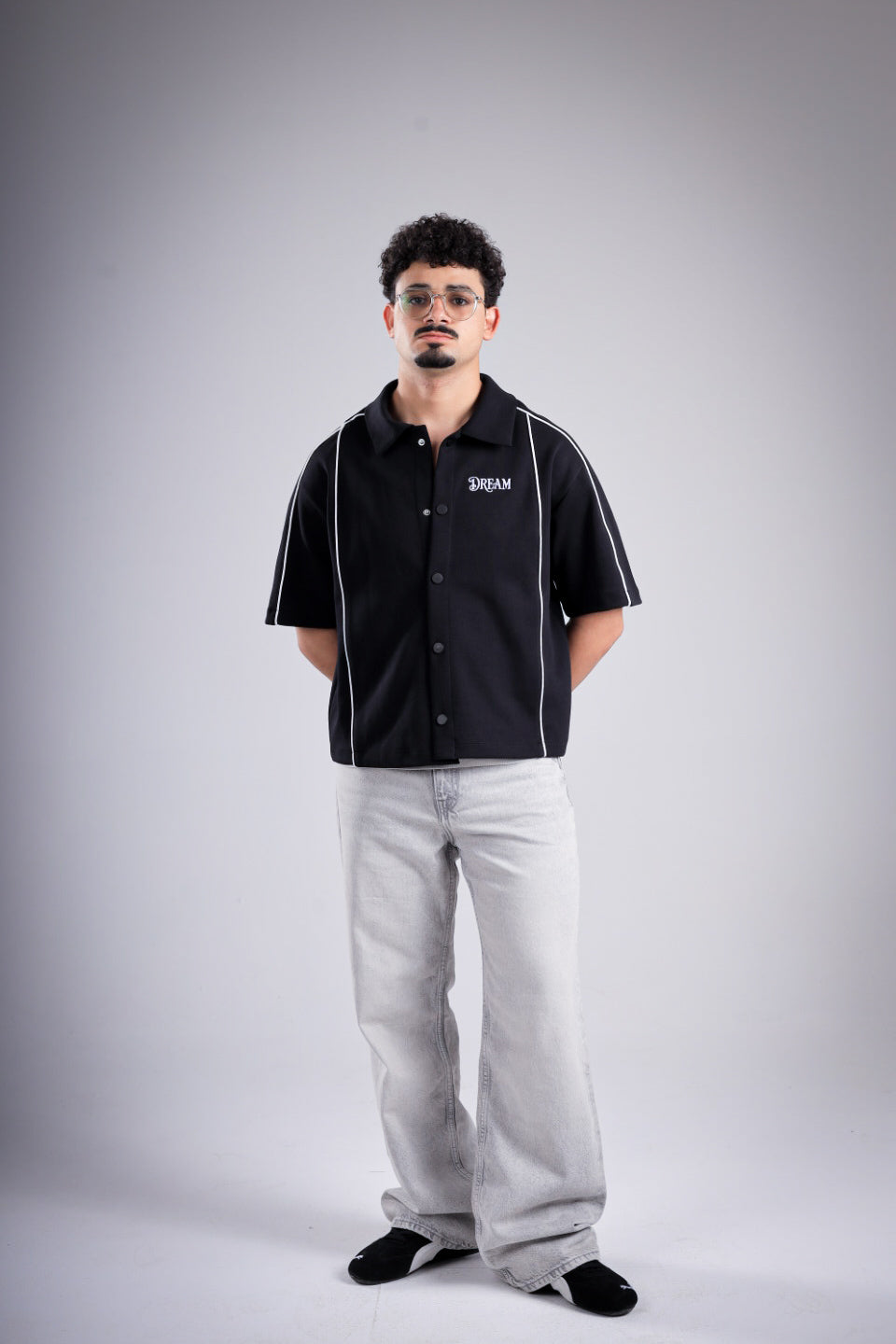 Raha Interlock Button Shirt - Black