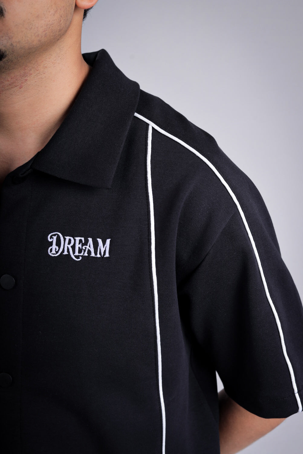 Raha Interlock Button Shirt - Black