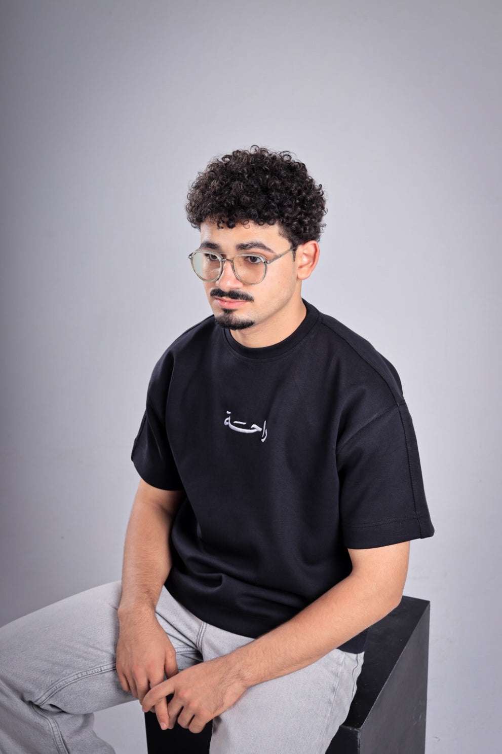 Raha Round Neck T-Shirt - Black