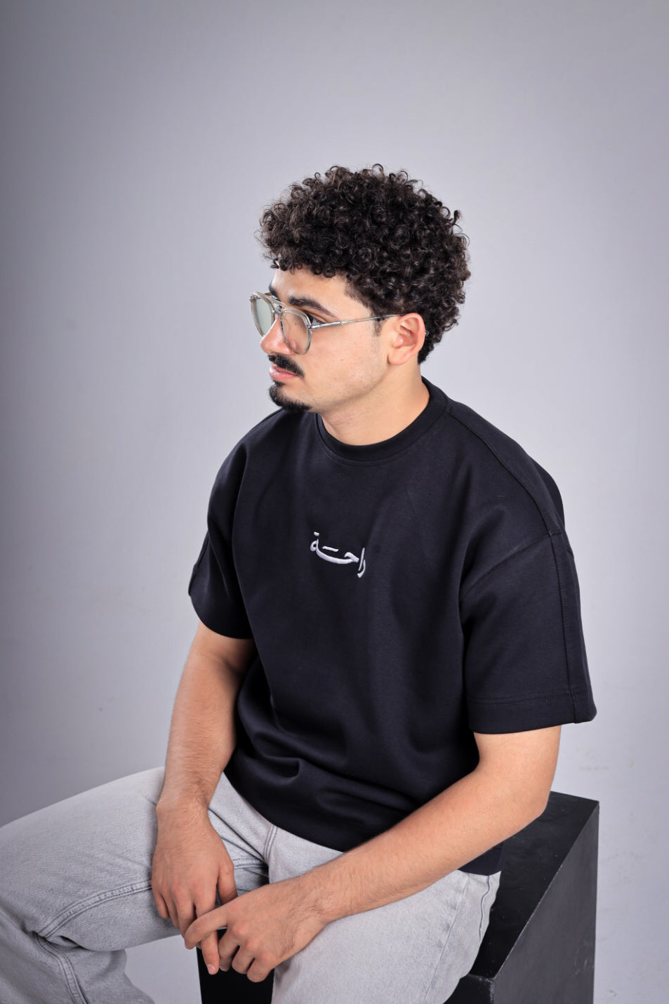 Raha Round Neck T-Shirt - Black
