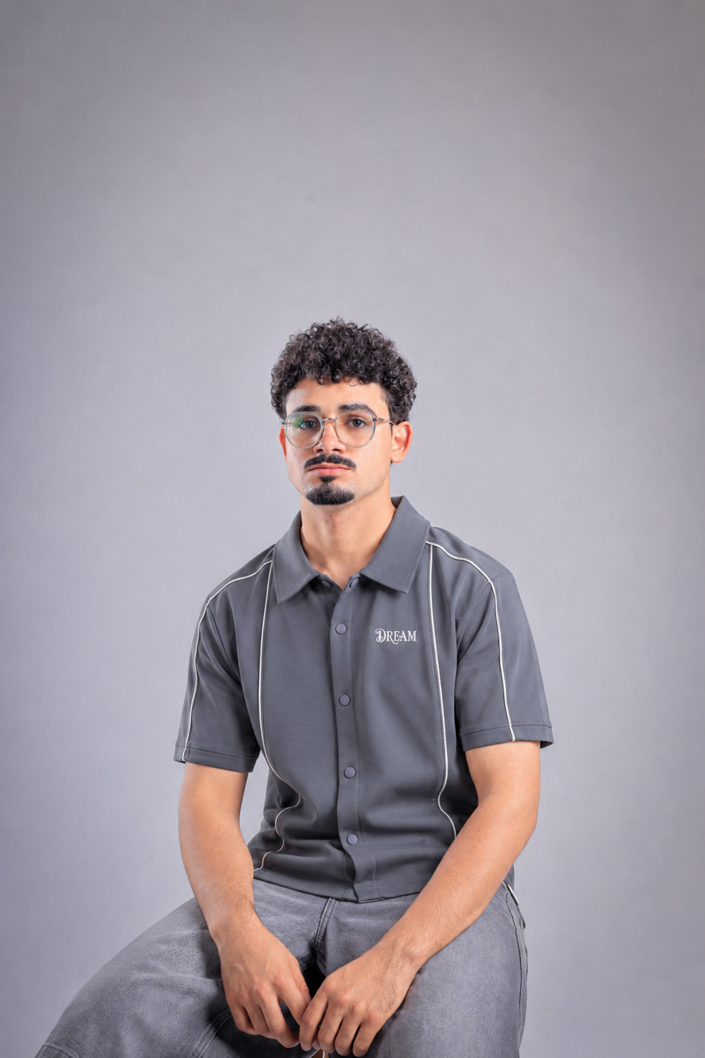 Raha Interlock Button Shirt - Grey