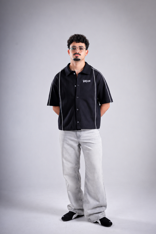 Raha Interlock Button Shirt - Black