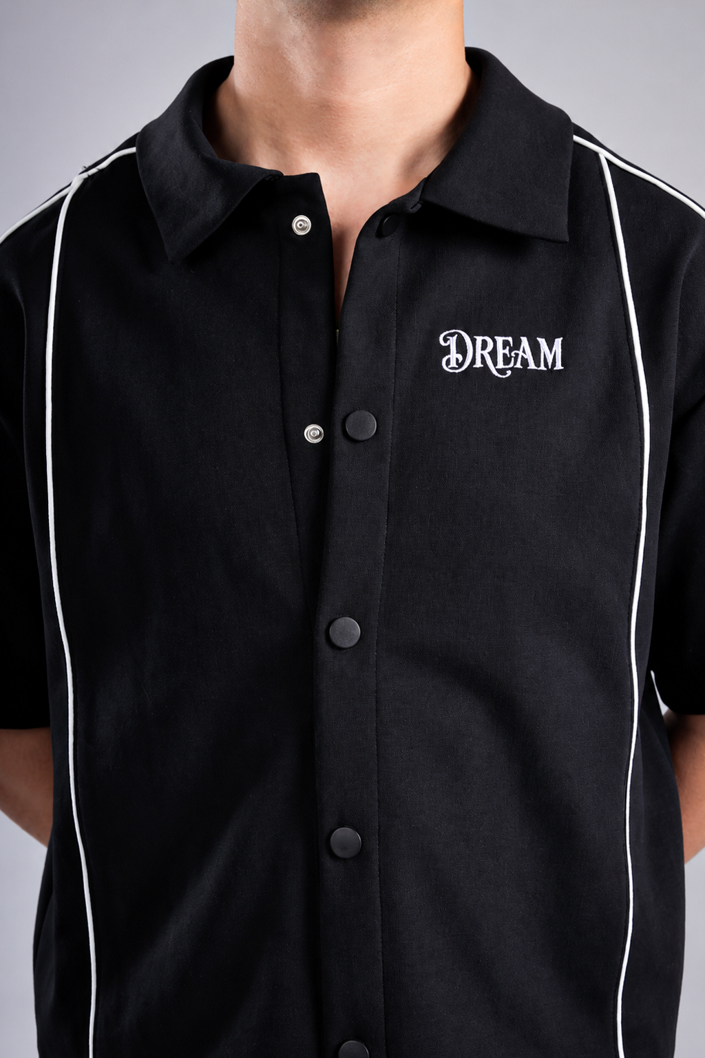 Raha Interlock Button Shirt - Black