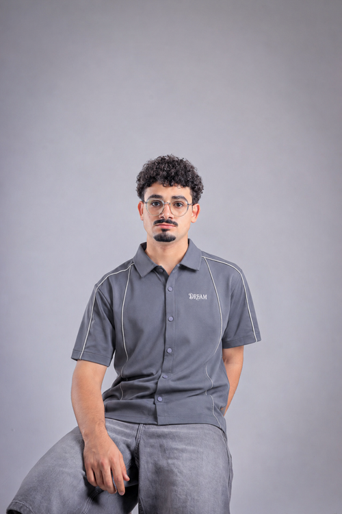 Raha Interlock Button Shirt - Grey